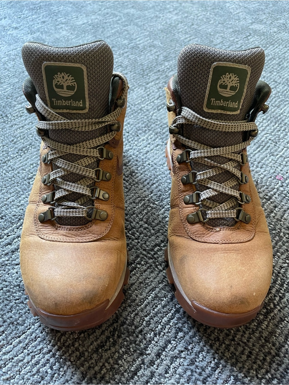 Timberland Tan Leather Hiking Boots Size 9.5W